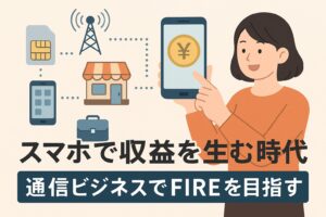 スマホで収益を生む時代 通信ビジネスでFIREを目指すというテキストが入ったアイキャッチ画像