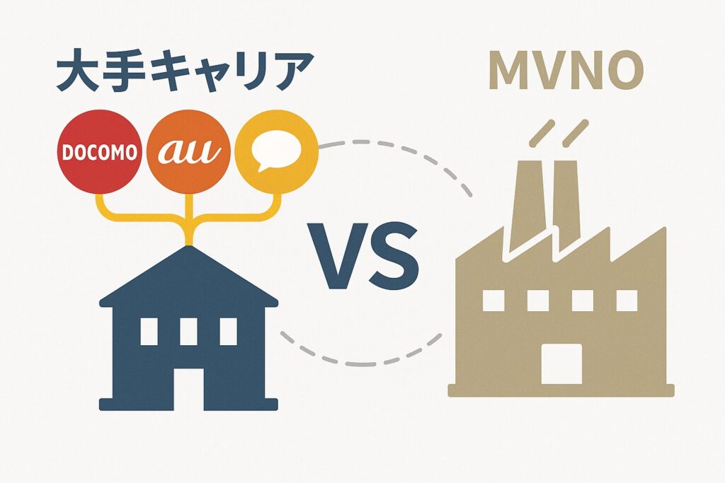 大手キャリア vs MVNOの対比構造の図解画像
