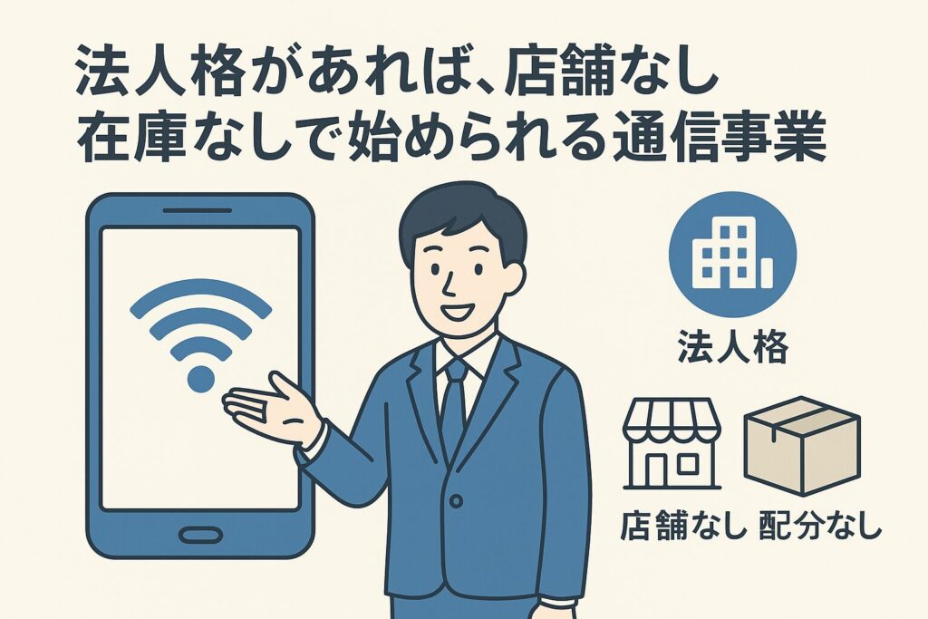 法人格があれば店舗なし在庫なしで通信事業で始められる通信事業を図式化した画像