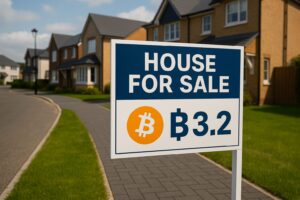 ビットコイン建てで表示された不動産広告のCGイメージ