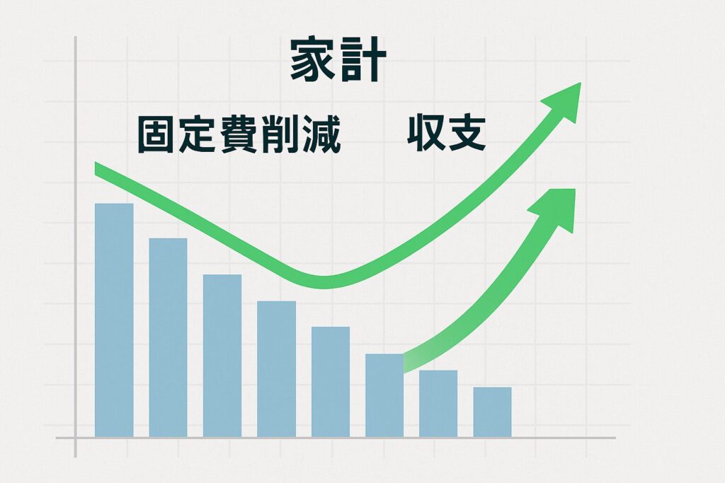 「家計のグラフが“固定費削減”で好転していく図」