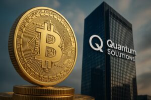 日本企業がビットコインを爆買い開始｜個人が生き残る道は“AIエージェント”かの記事のアイキャッチ画像案を考えて。テキスト入れずに写実的なイメージ画像