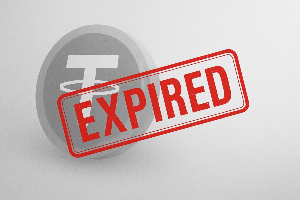 灰色に消えていく旧トークンと、赤い「EXPIRED」のスタンプ 