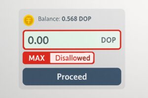 ウォレット画面で「MAX」ボタンに赤枠警告、手入力欄を緑で強調