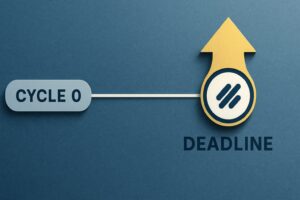 DOP v2移行スケジュールを象徴する写実イメージ。黄金の矢印と輝くDOPロゴで2025年9月26日最終期限を示すデザイン