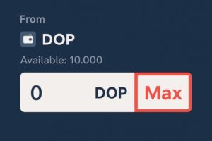 ウォレット画面で「MAX」ボタンに赤枠警告、手入力欄を緑で強調