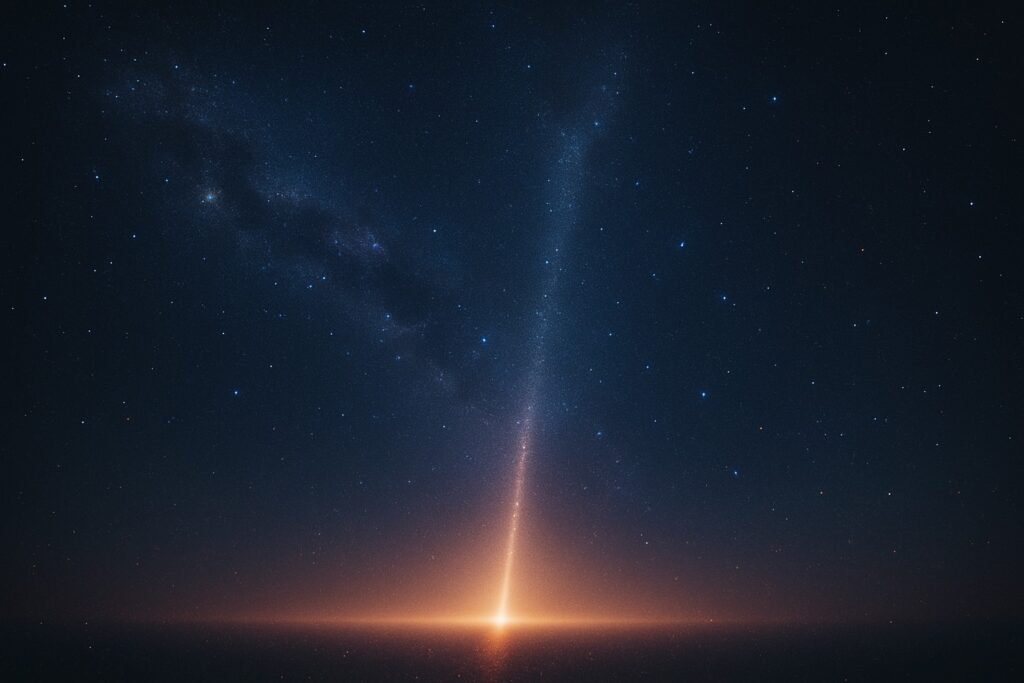 宇宙を背景に、一本の光の道が続く構図