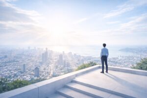 少額の積み上げを10年続けることで人生の選択肢や未来が大きく広がることを表したイメージ