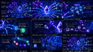 イーサリアムのネットワーク上に多くのサービスが広がり価値の流れが複雑化している様子を表したイメージ