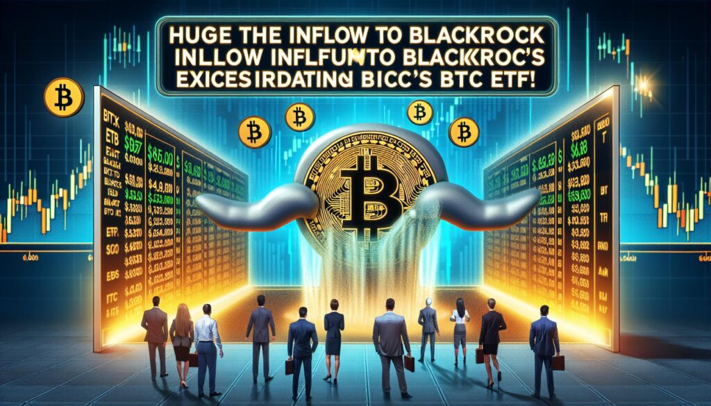 ブラックロックや機関投資家の巨大資金が暗号資産市場へ流れ込む様子を表現した画像