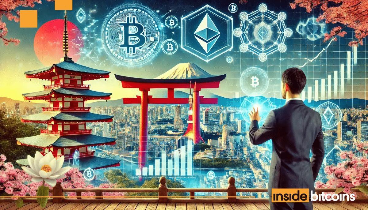 日本のメガバンクやブラックロックがAIとブロックチェーン金融へ移行し始めた未来の金融革命を表現した画像