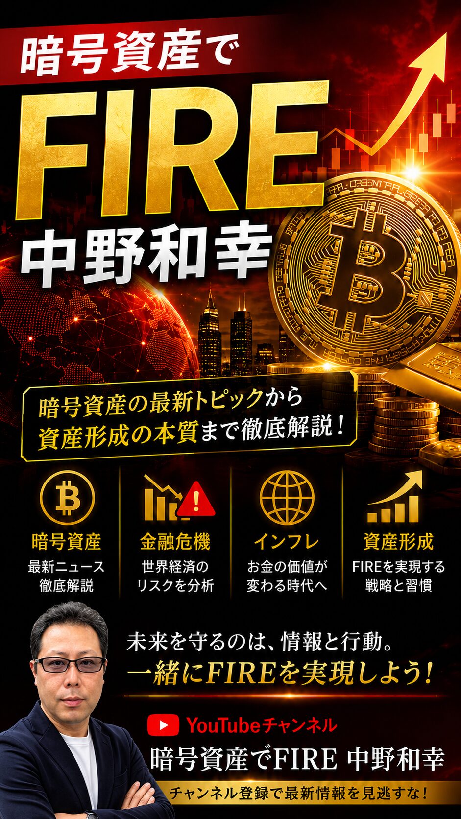 暗号資産でFIRE 中野和幸 YouTubeチャンネルイメージ