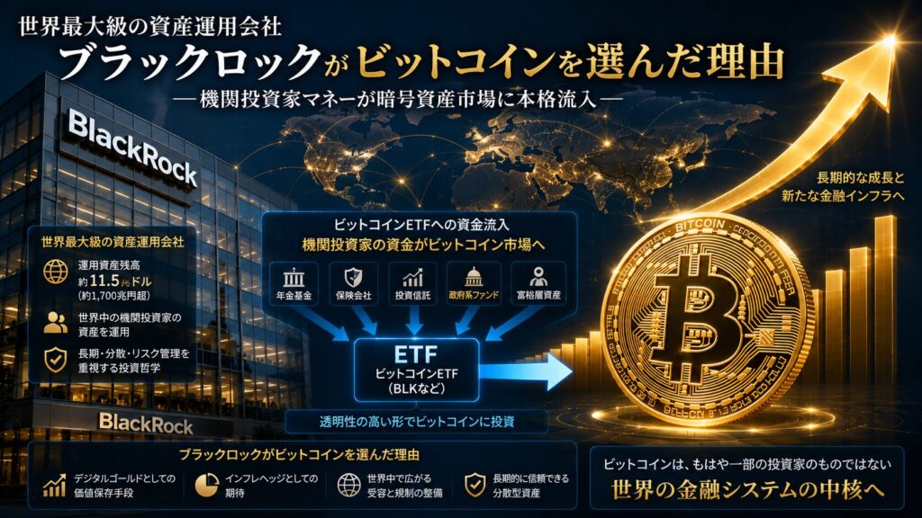 巨大金融機関とビットコイン市場の関係を表したイメージ