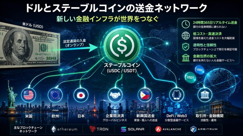 ステーブルコインによる新しい金融インフラのイメージ
