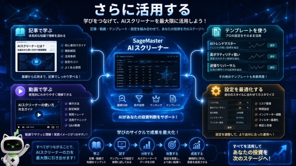 SageMasterの学習コンテンツ全体像を表現したイメージ。