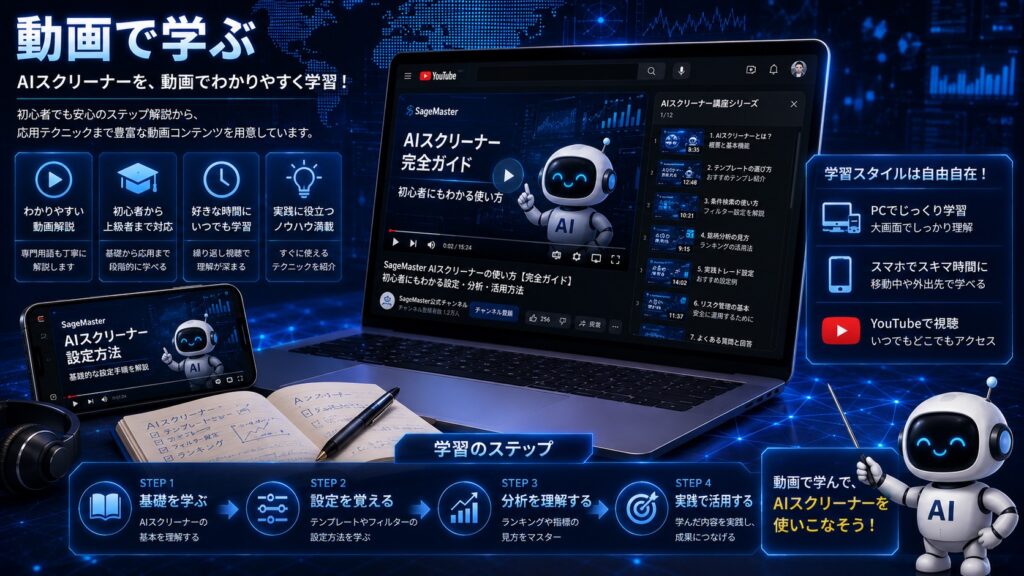 動画を活用した学習環境を表現したイメージ。