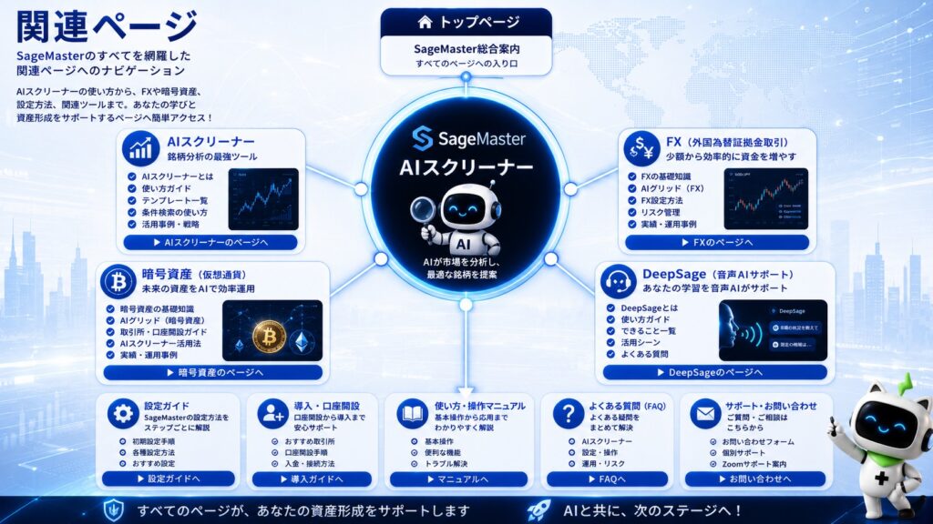 SageMaster関連コンテンツの全体構成イメージ。