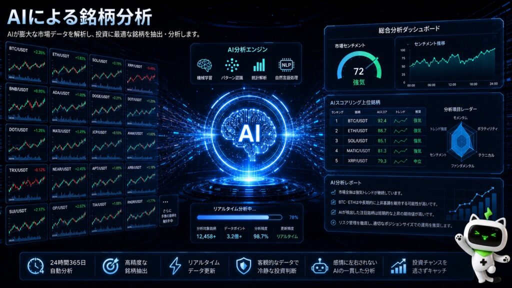AIがチャートデータを解析しているイメージ。
