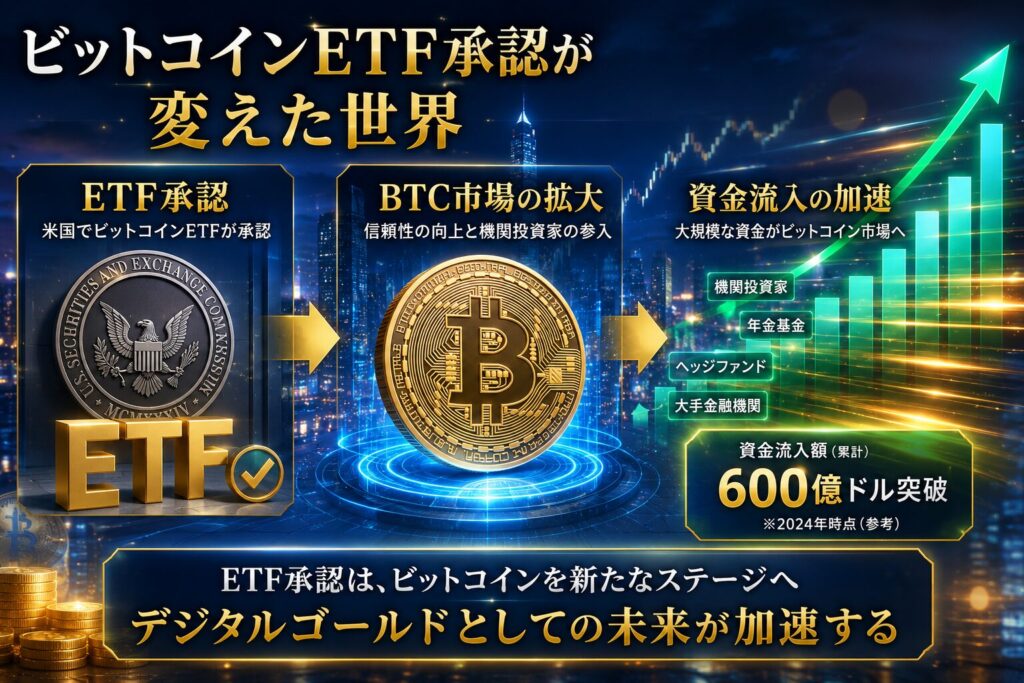 ③H3内に挿入する画像(6枚)
H3
ビットコインETF承認が変えた世界
画像
ETF承認
BTC
資金流入
ALT
ビットコインETF承認による市場変化のイメージ