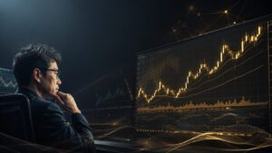 AI分析を活用しながらゴールドFXのチャートを確認するトレーダーのイメージ