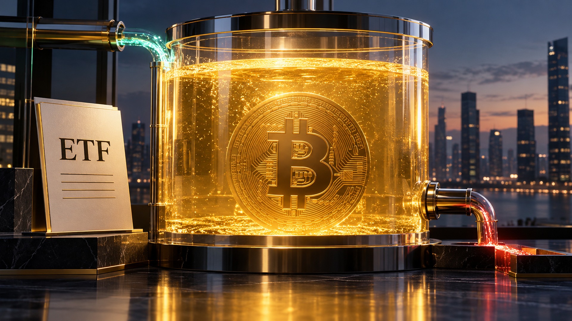 ビットコイン現物ETFの1日の資金流出入とETF全体の保有資産残高の違いを表した画像